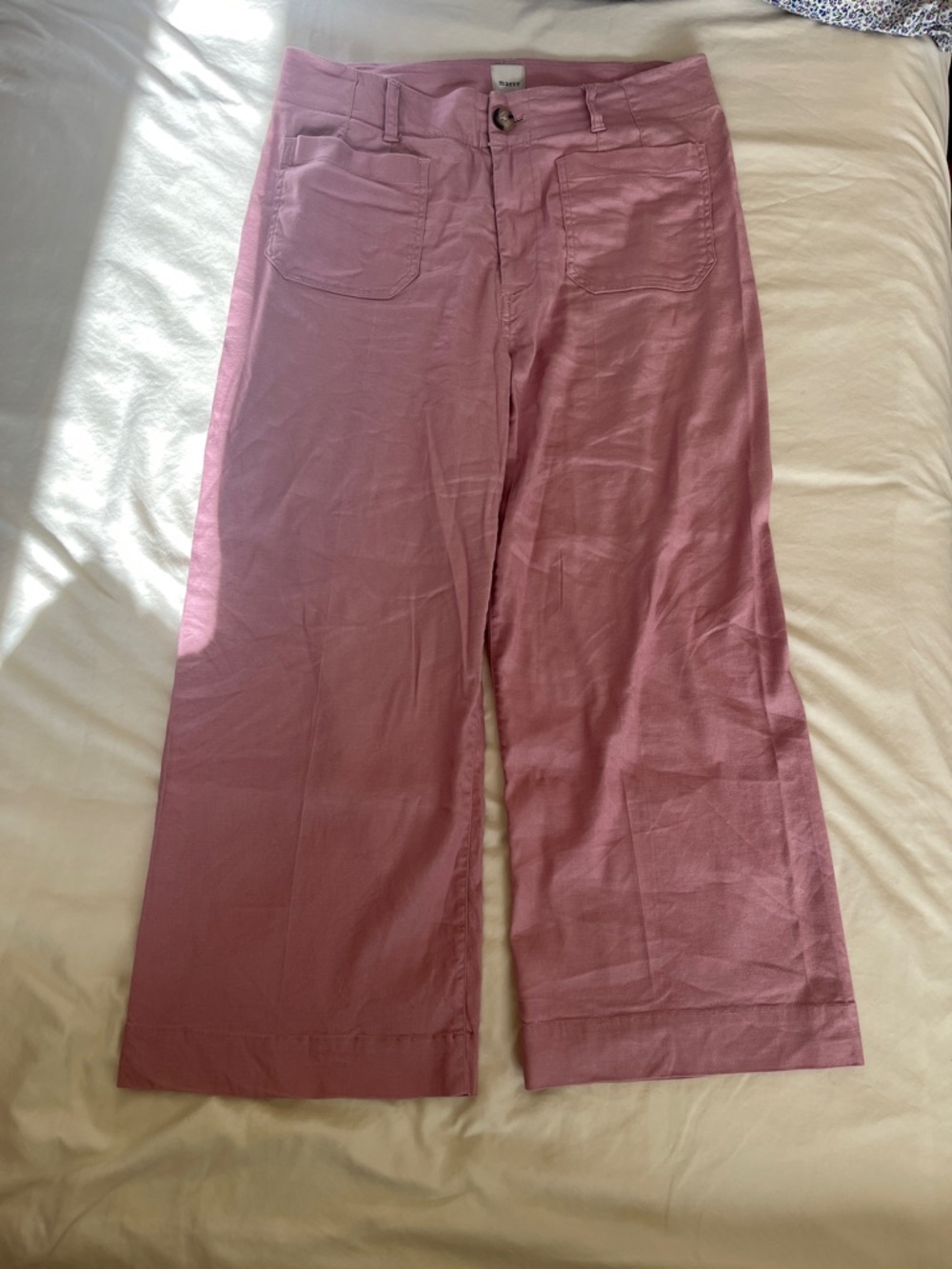 Maeve Colette Pants Blush Pink Wide-Leg Cropped - Picture 4 of 7